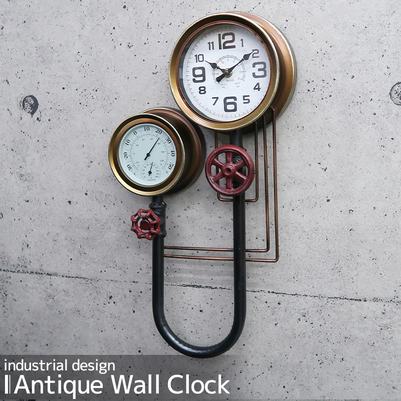 BT-92 ウォールクロック 壁掛け時計 水道管 アンティーク