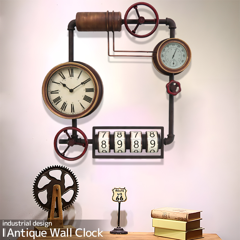 BT-102 ウォールクロック 壁掛け時計 水道管 アンティーク