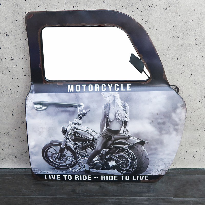 BZ-152 アメリカンレトロ ドア型プレート 看板 鏡付き